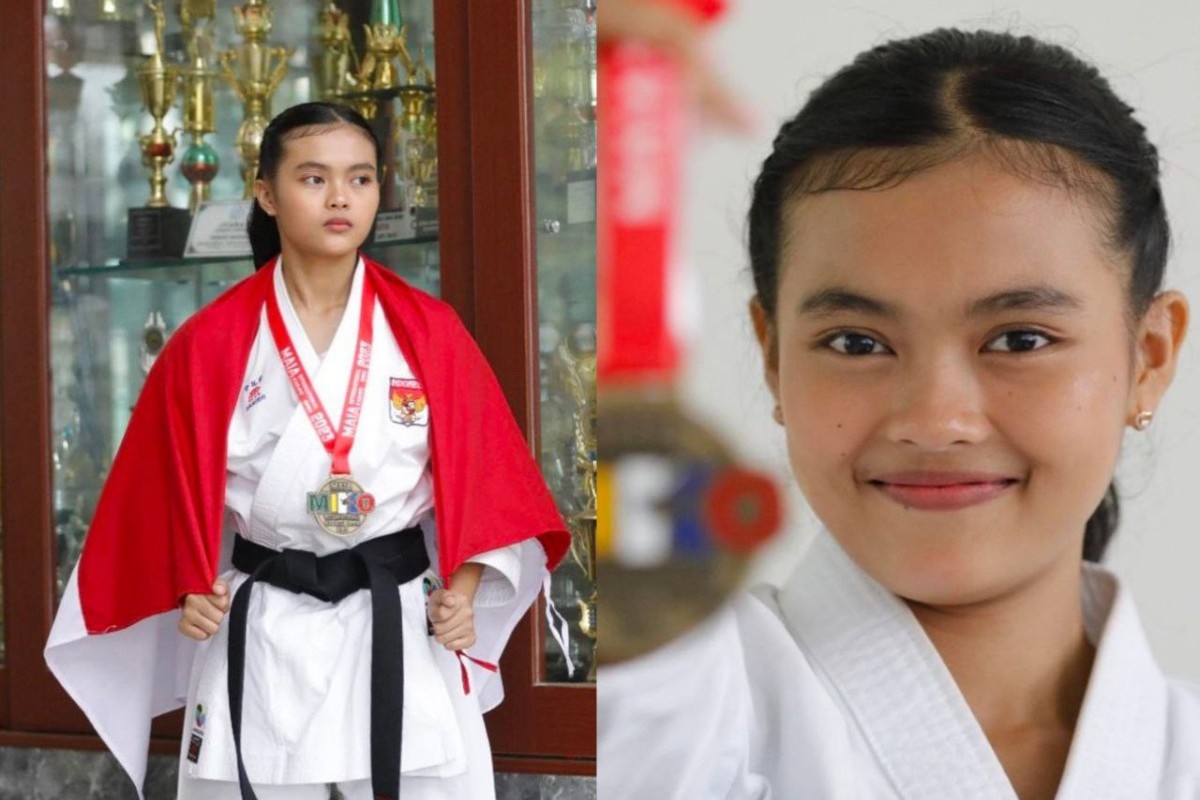 Potret Cantik Nabilla Nur Aprilliani Siswi SMA Pemenang Medali Emas Karate di Portugal, Punya Tatapan Garang dan Tegas Tapi Lucu